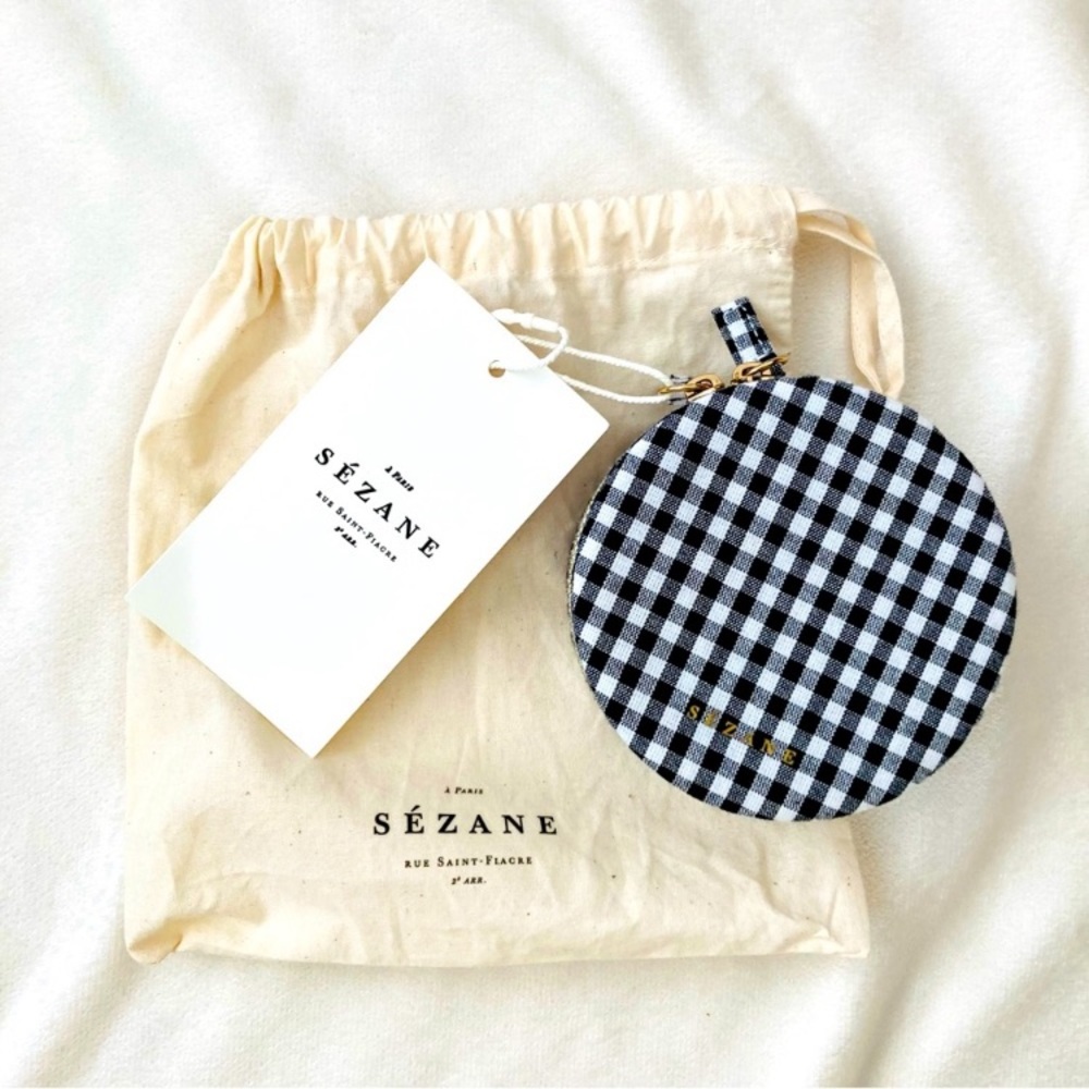 Sezane Jewelry Case Pouch Sold Out Gingham Black White organizer / Dust Bag